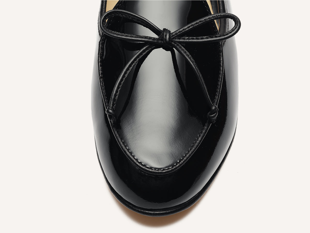 Sagan String Loafers in Black Soft Patent