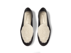Stride Loafers in Cedre Noir Suede and Natural Shearling