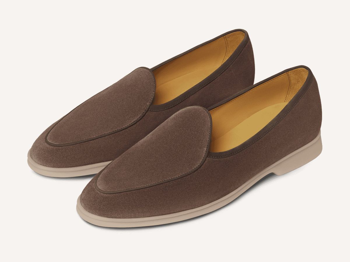 Stride Loafers in Fiji Taupe Glove Suede with Natural Sole