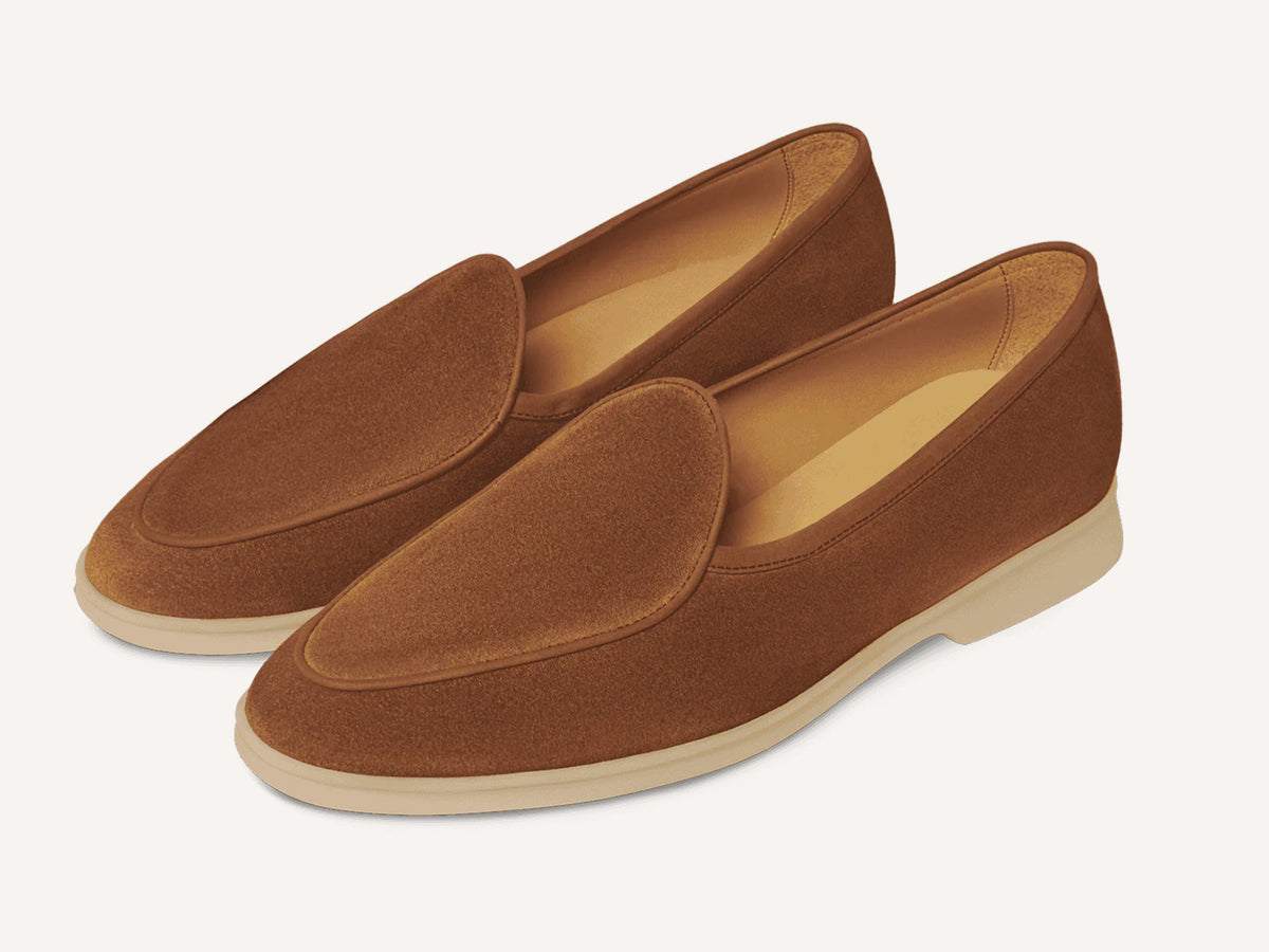 Stride Loafers in Cork Brown Glove Suede with Natural Sole