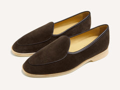 Stride Loafers in Dark Brown Glove Suede Natural Sole