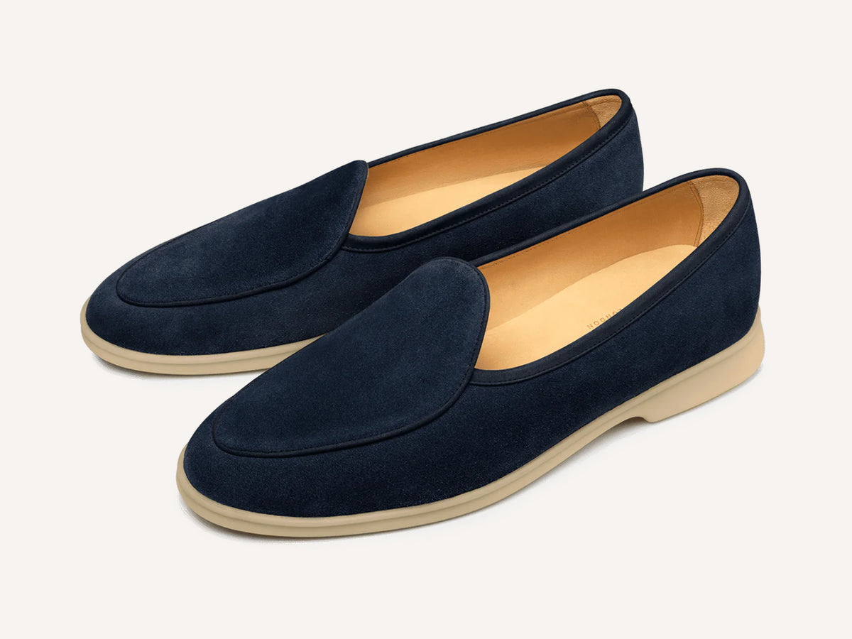 Stride Loafers in Midnight Navy Glove Suede Natural Sole