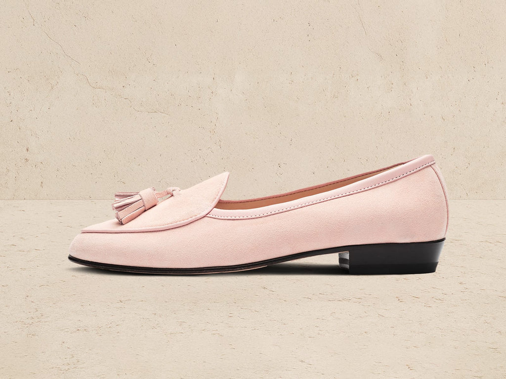 Sagan Classic Tassel Loafers in Soft Pink Asteria Suede