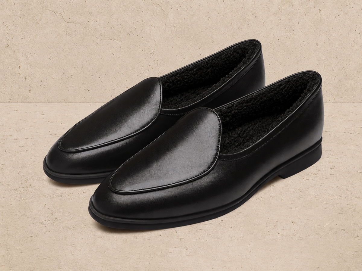Stride Black Milled Calf Shearling Rubber sole