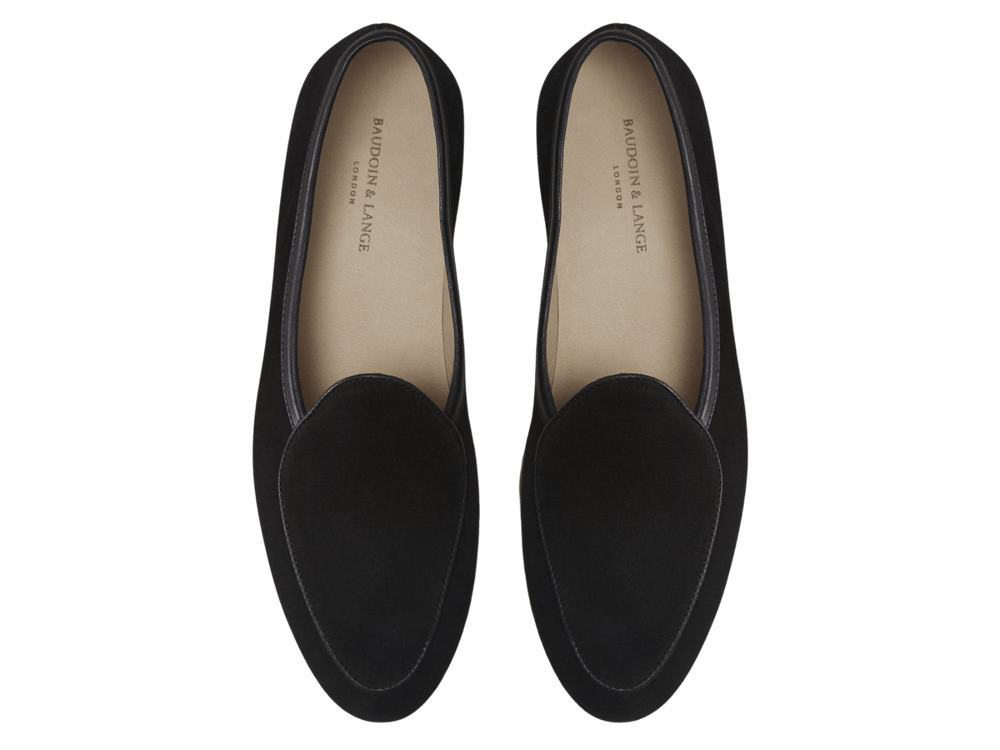 Stride Loafers in Black Glove Suede Natural Sole