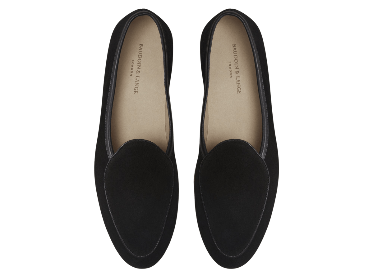 Stride Loafers in Black Glove Suede Natural Sole