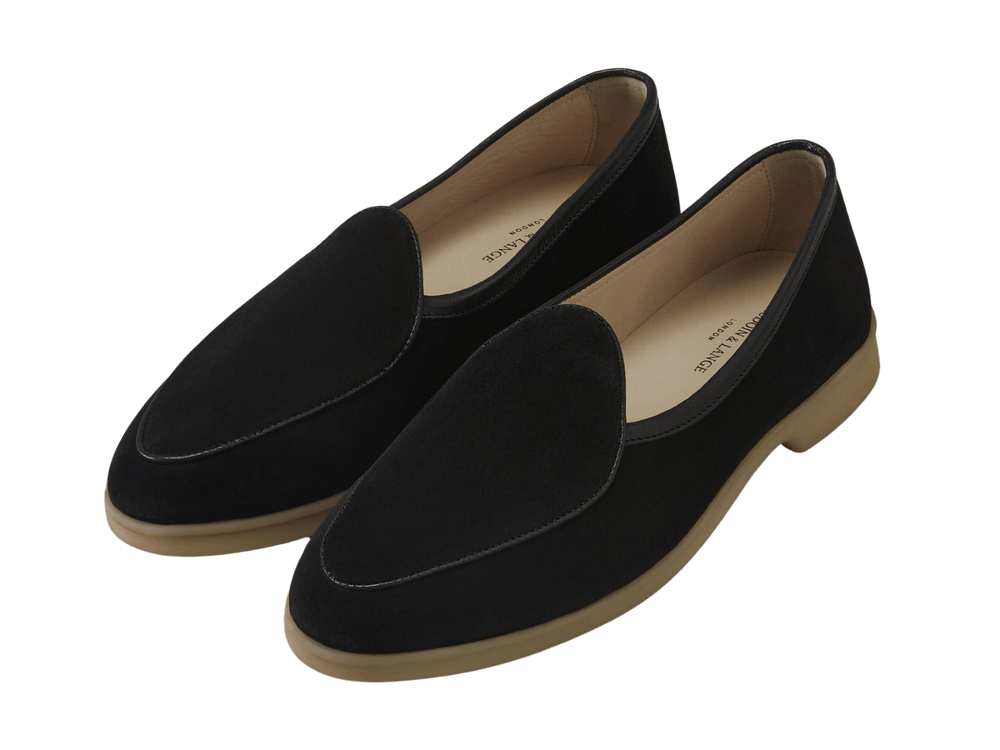 Stride Loafers in Black Glove Suede Natural Sole