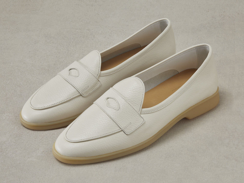 Stride Penny Loafers in Blanc Casse Moorland Calf