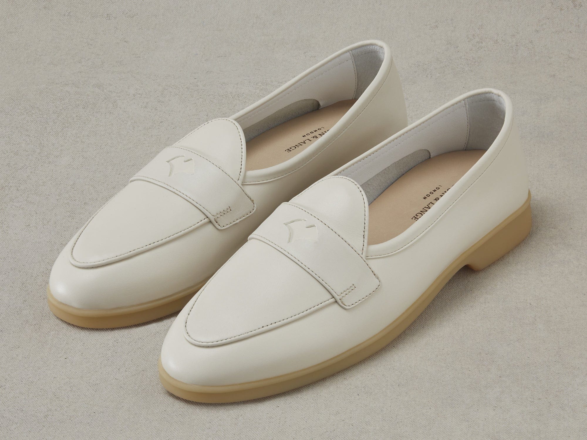 Stride Penny Loafers in Blanc Casse Milled Calf