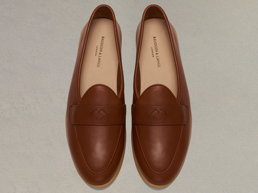 Stride Penny Loafers in Tan Milled Calf