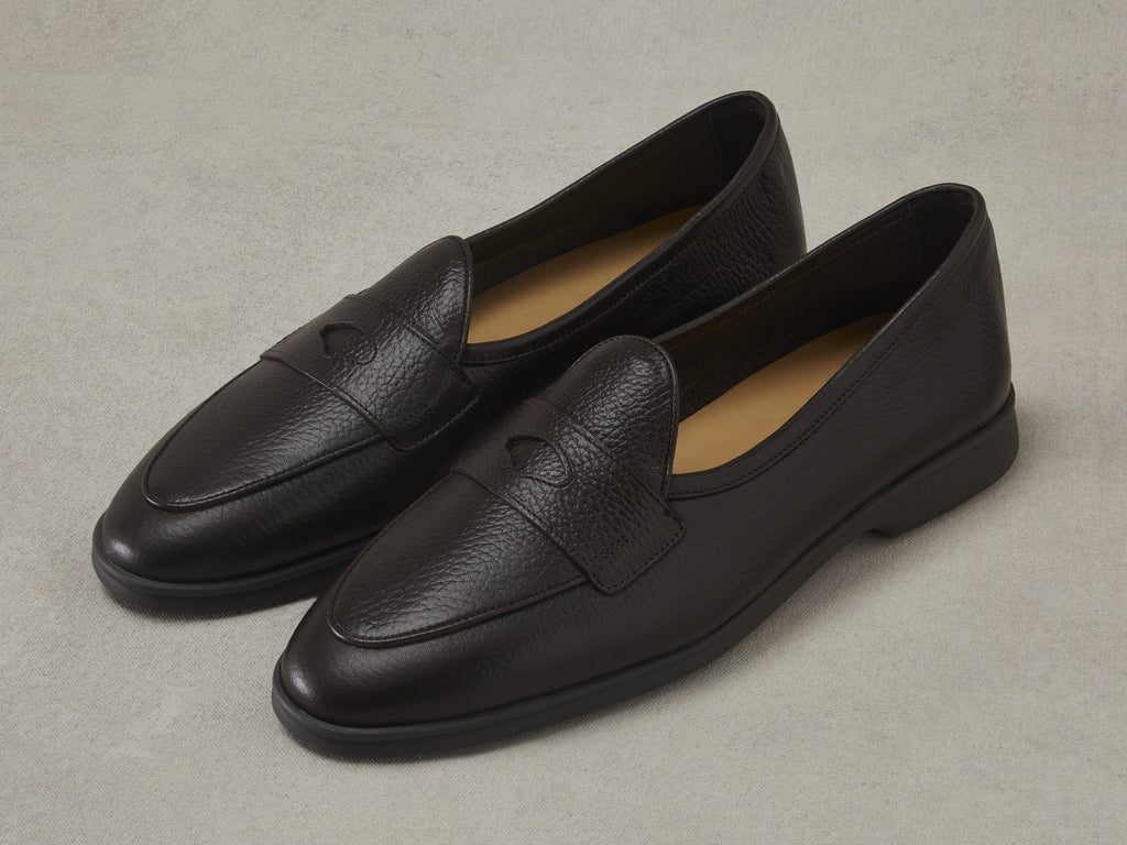 Stride Penny Loafers in Dark Brown Moorland Calf