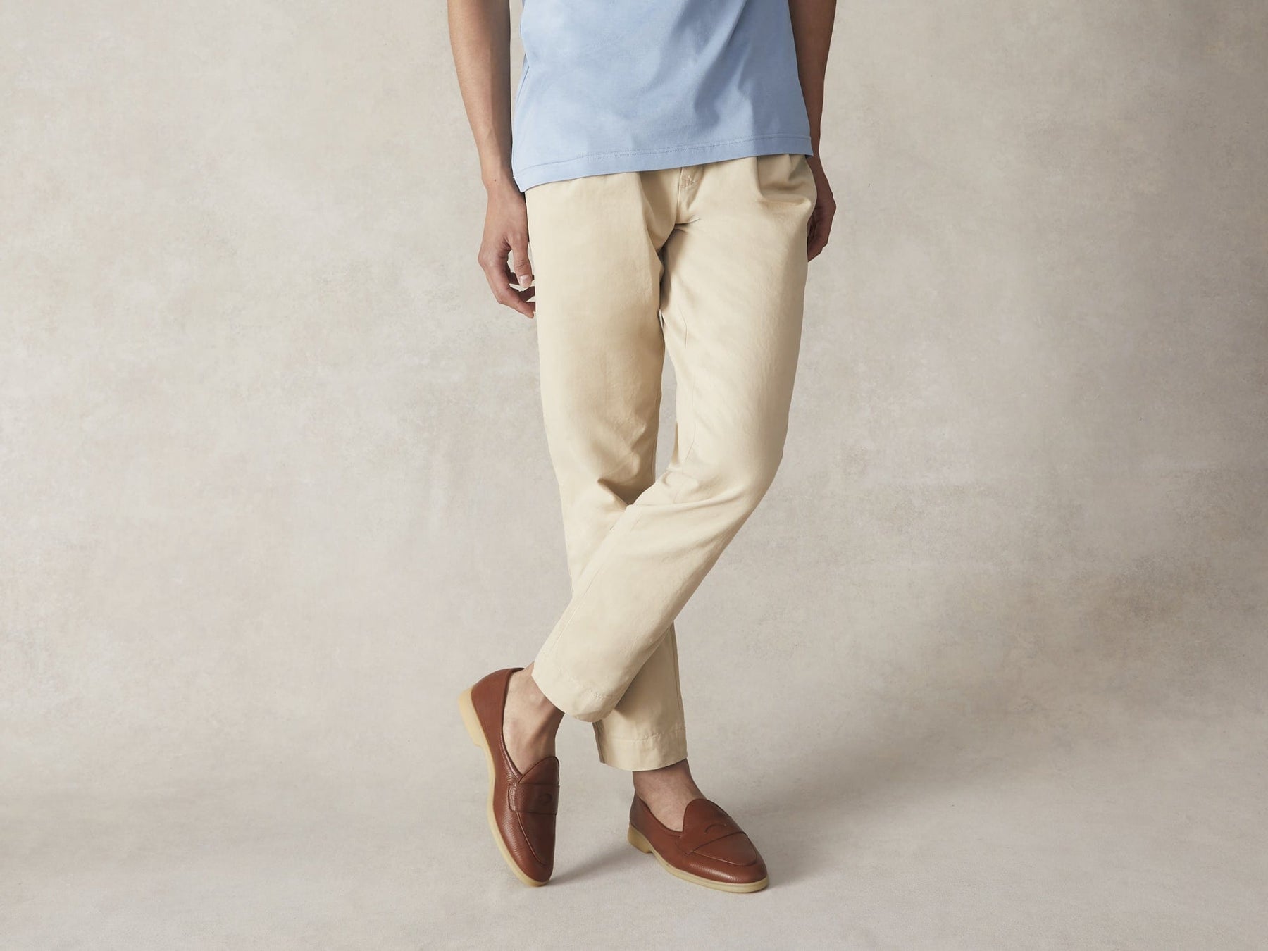 Stride Penny Loafers in Tan Moorland Calf with Natural Sole