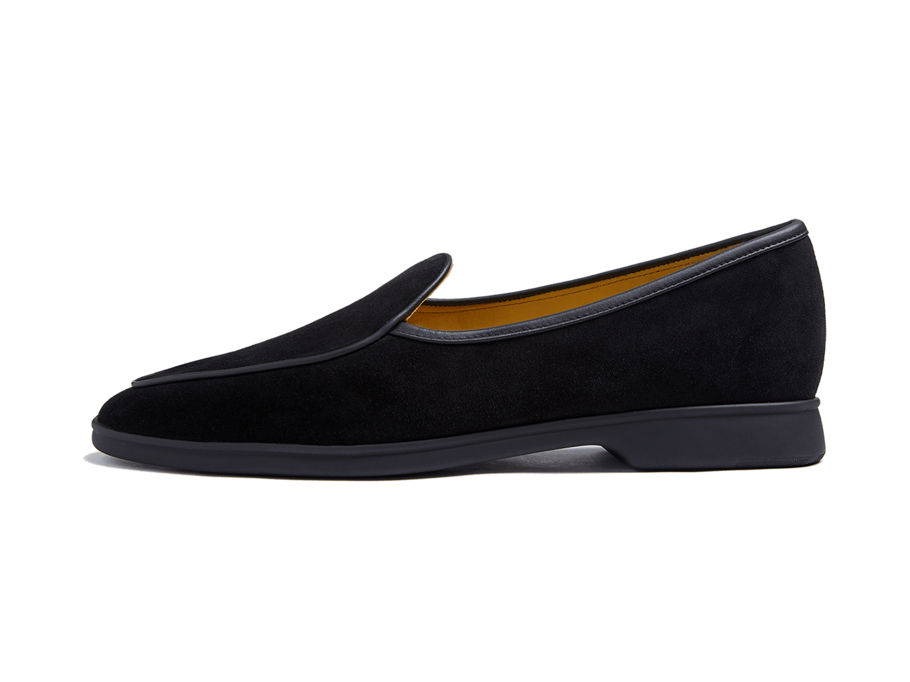 Stride Loafers in Black Glove Suede Dark Sole