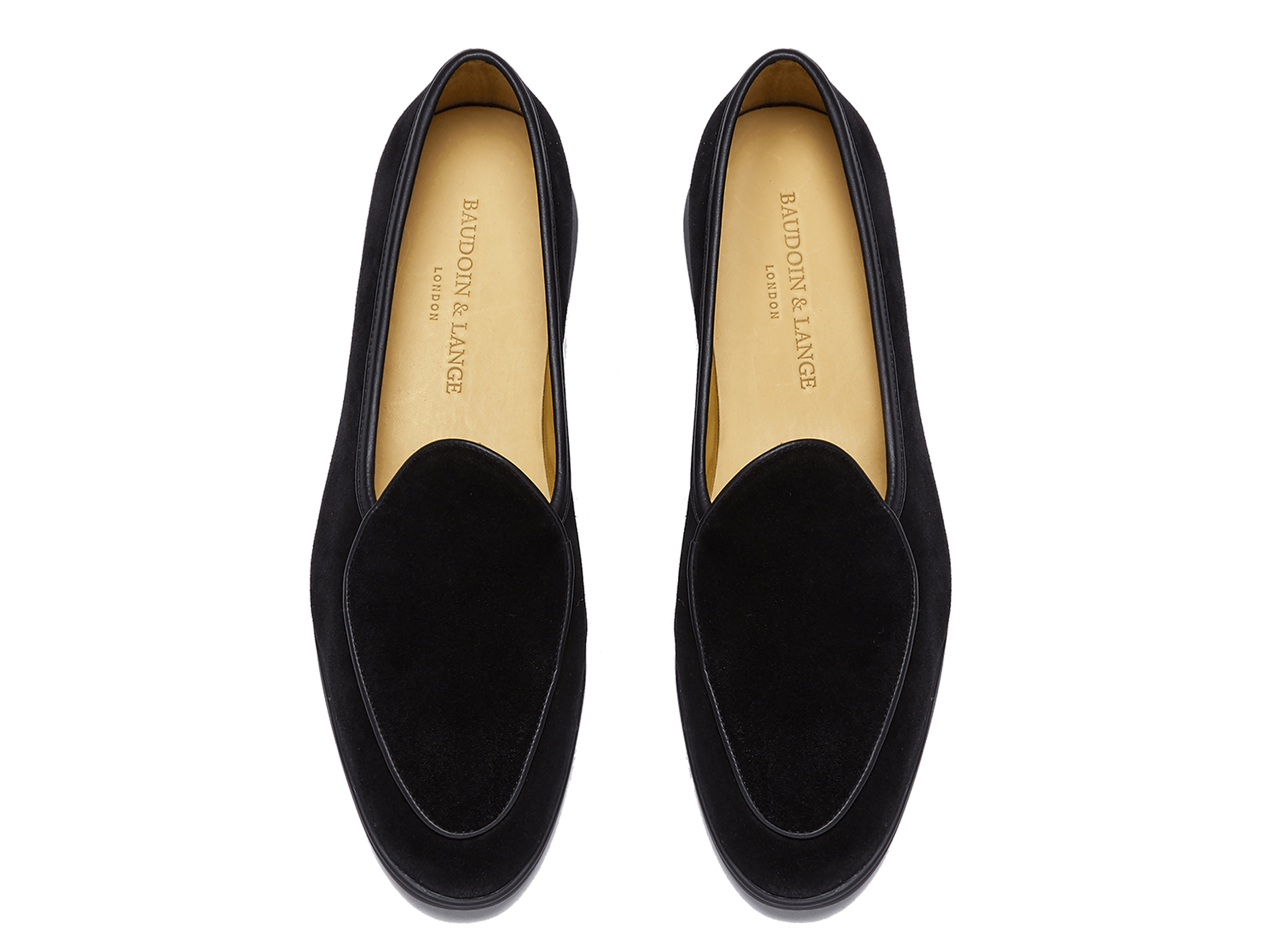 Stride Loafers in Black Glove Suede Dark Sole