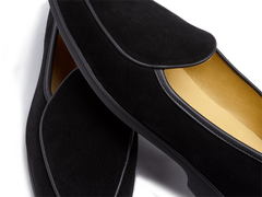 Stride Loafers in Black Glove Suede Dark Sole