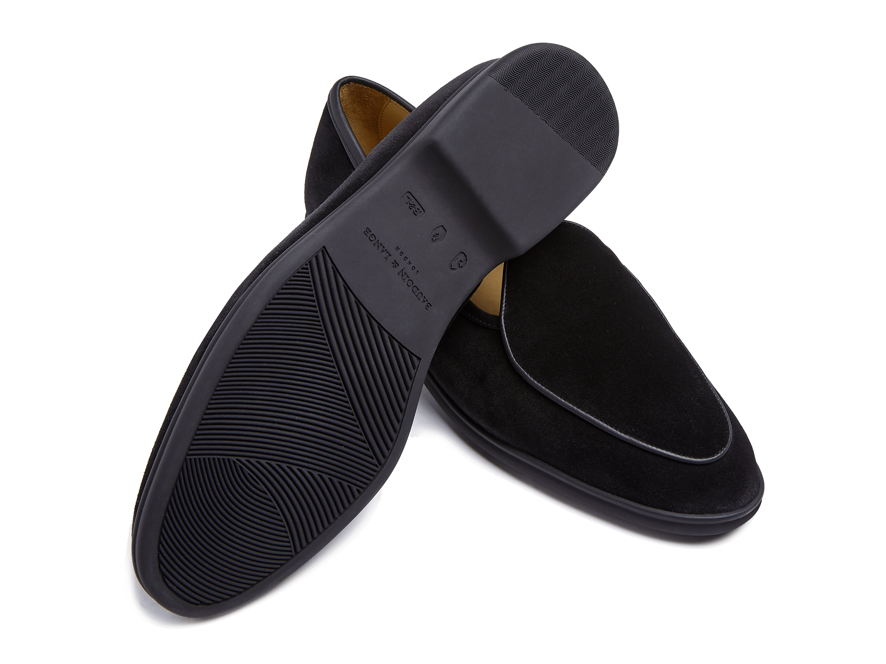 Stride Loafers in Black Glove Suede Dark Sole