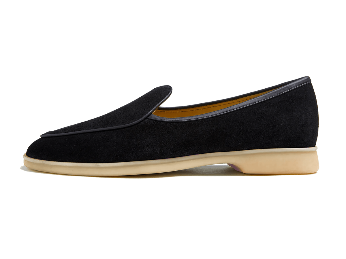 Stride Loafers in Black Glove Suede Natural Sole