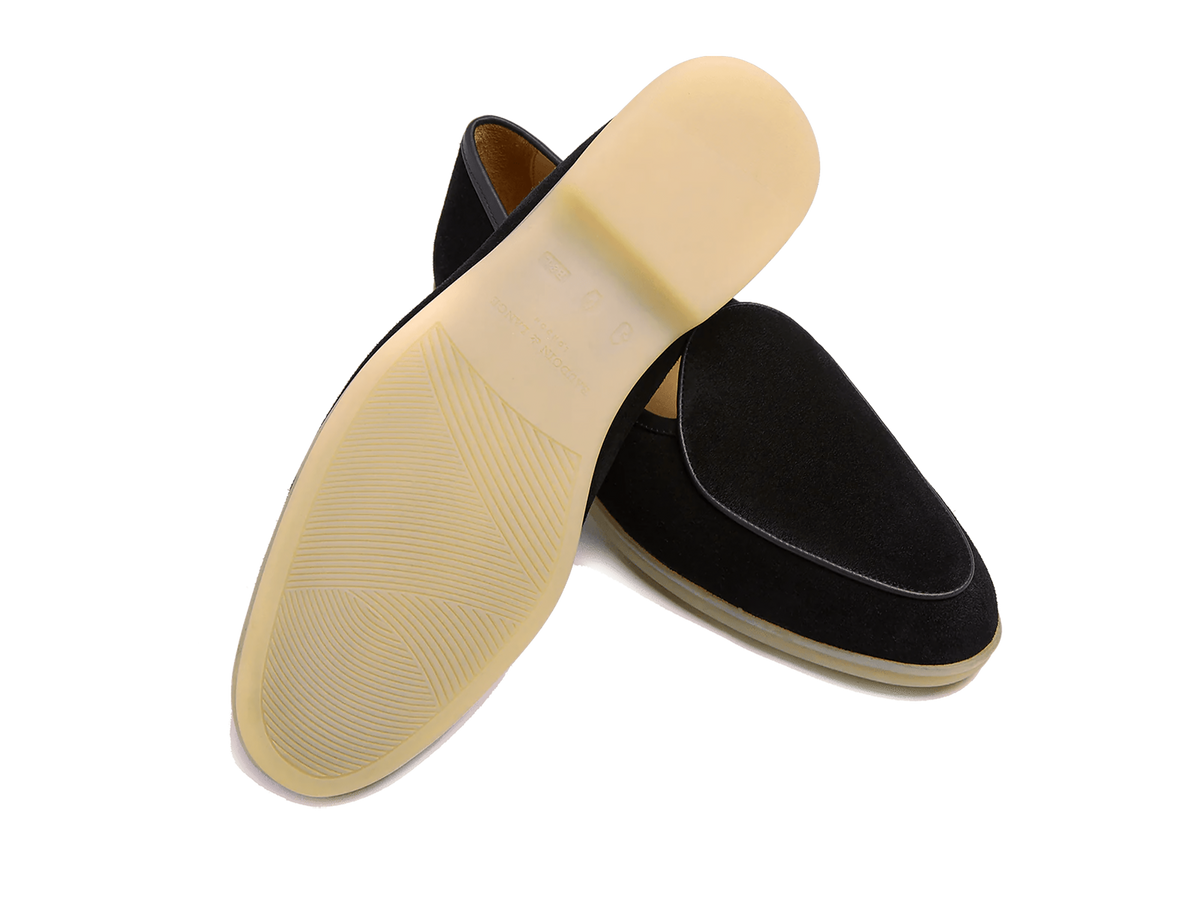 Stride Loafers in Black Glove Suede Natural Sole