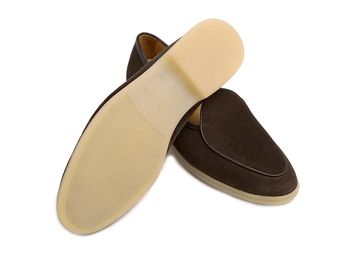 Stride Loafers in Dark Brown Glove Suede Natural Sole