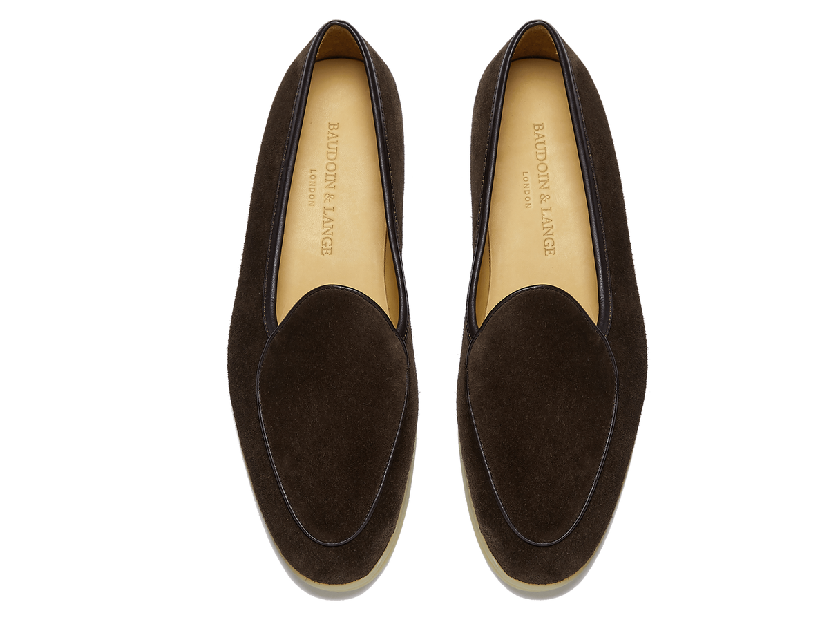 Stride Loafers in Dark Brown Glove Suede Natural Sole