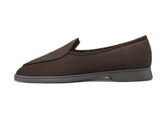 Stride Loafers in Dark Brown Glove Suede with Shearling Lining Dark Sole