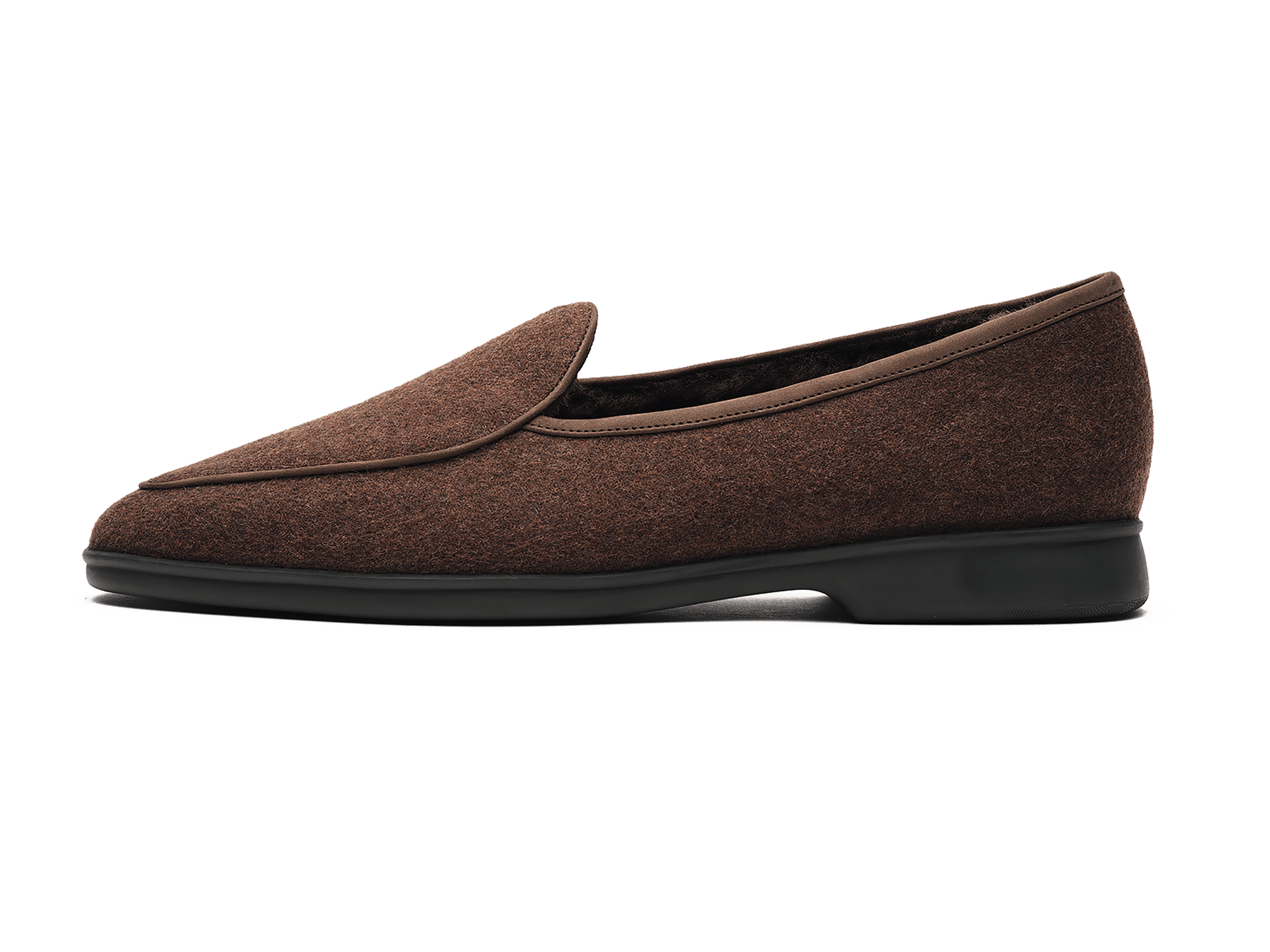 Stride Loafers in Smoked Brown Flannel with Shearling Lining