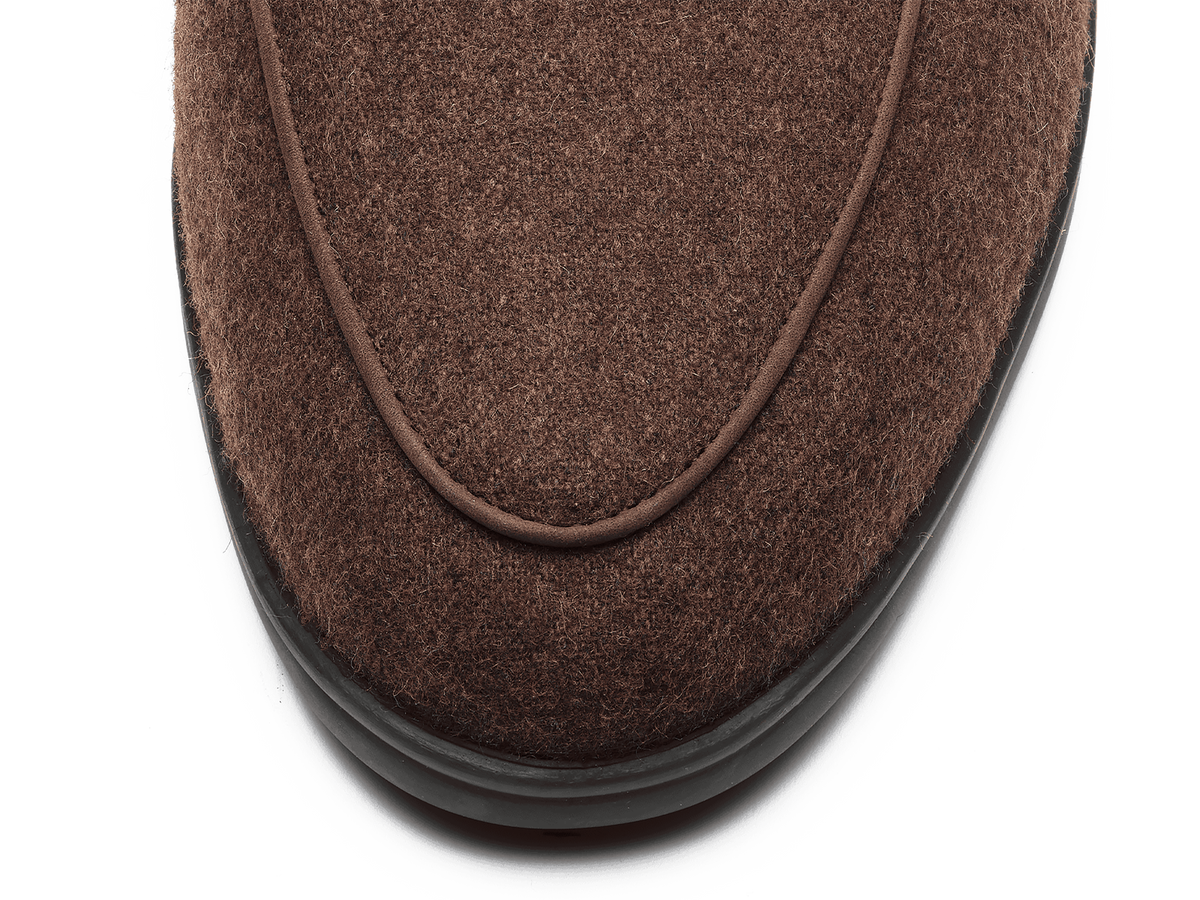 Stride Loafers in Smoked Brown Flannel with Shearling Lining