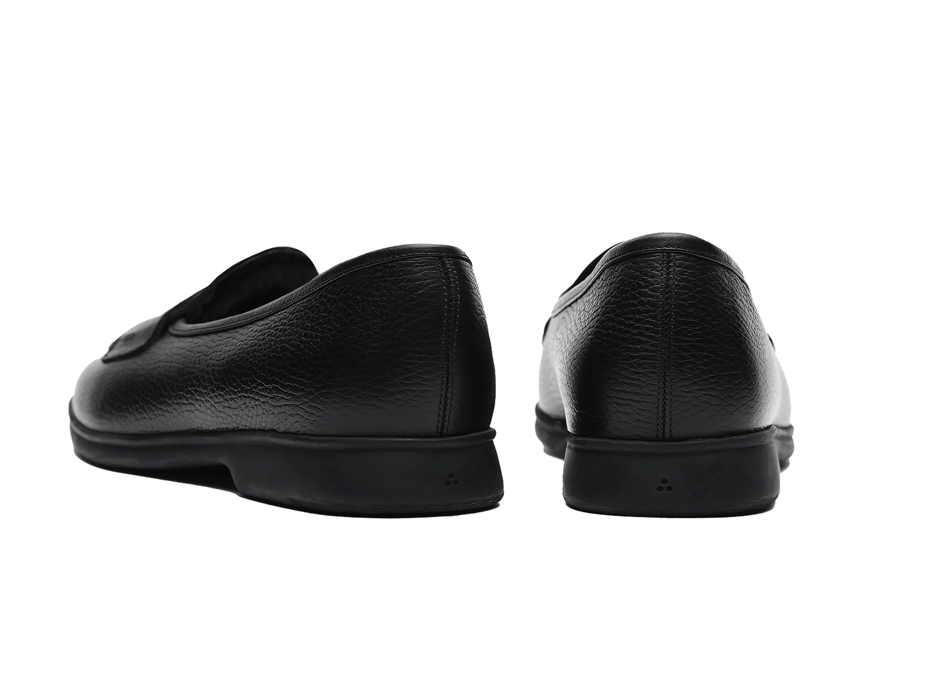 Stride Penny Loafers in Black Moorland Calf with Shearling Lining