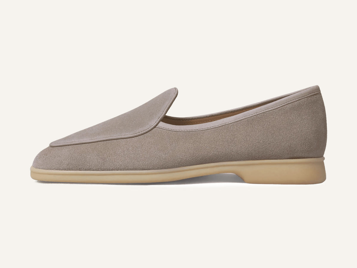 Stride Loafers in Sandy Grey Glove Suede Natural Sole