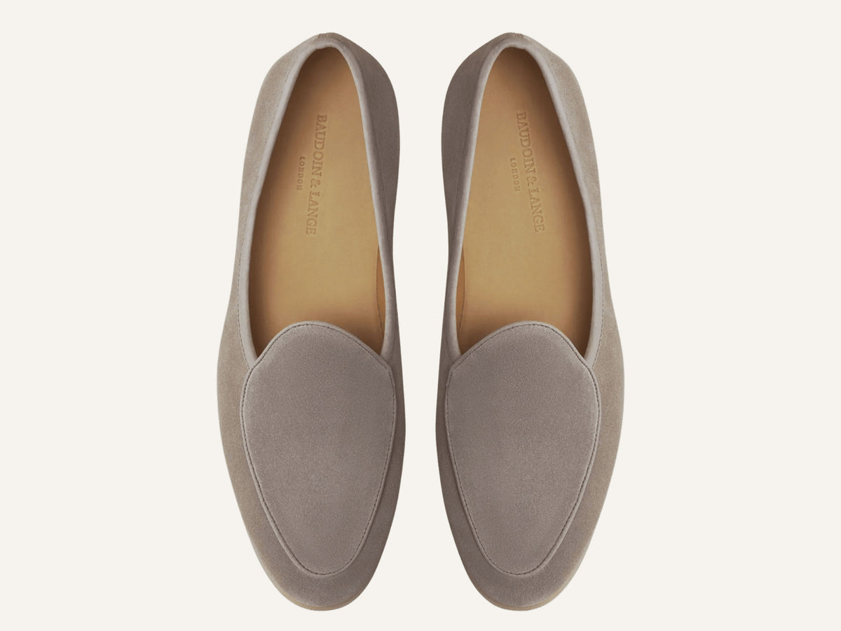 Stride Loafers in Sandy Grey Glove Suede Natural Sole