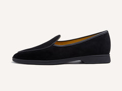 Stride Loafers in Black Glove Suede Dark Sole