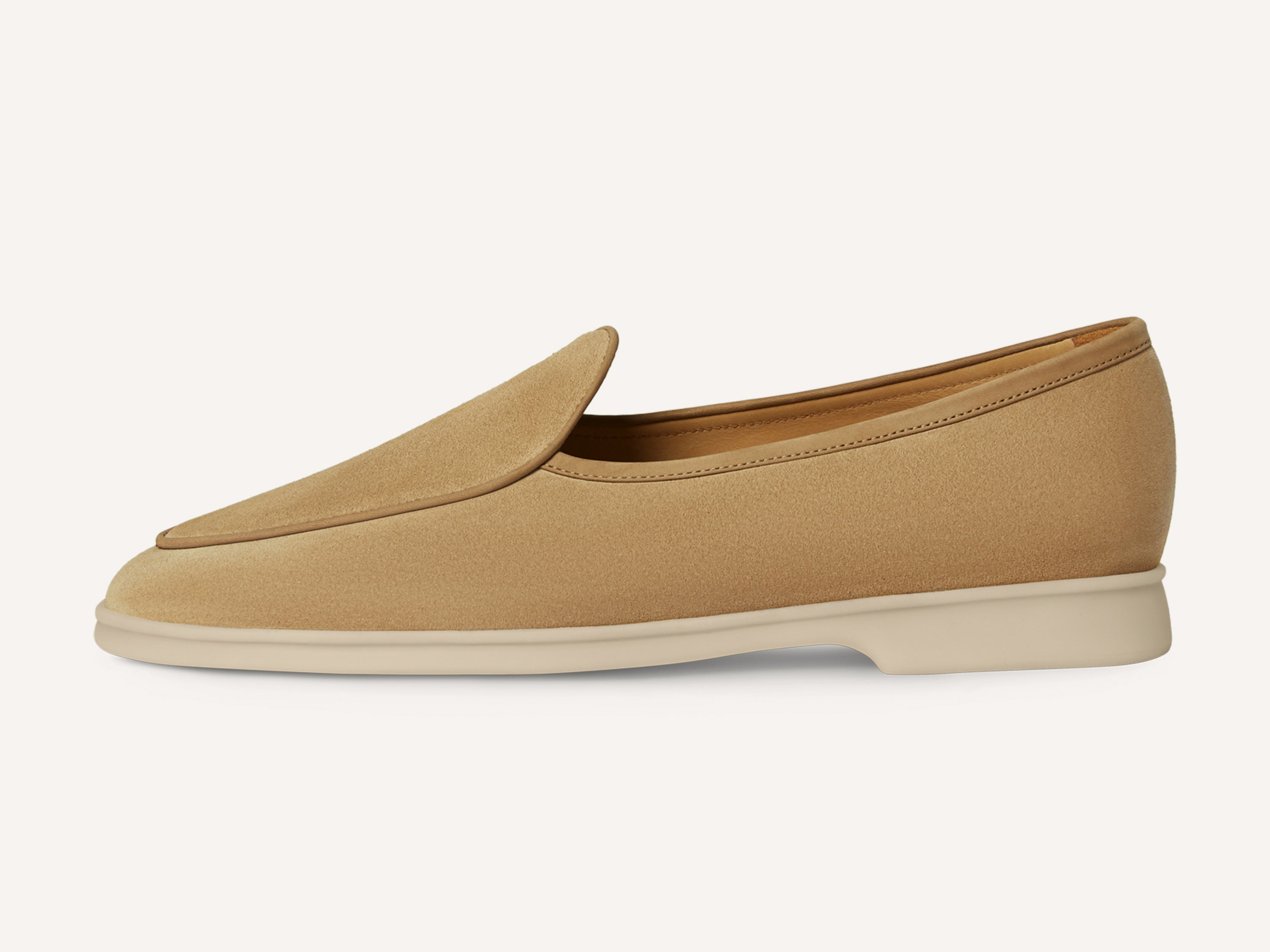 Stride Loafers in Caramel Glove Suede with Natural Sole
