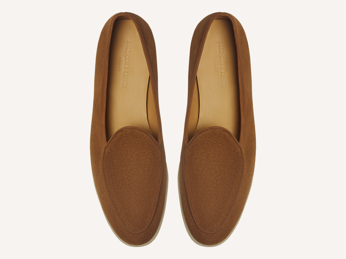 Stride Loafers in Cork Brown Glove Suede with Natural Sole