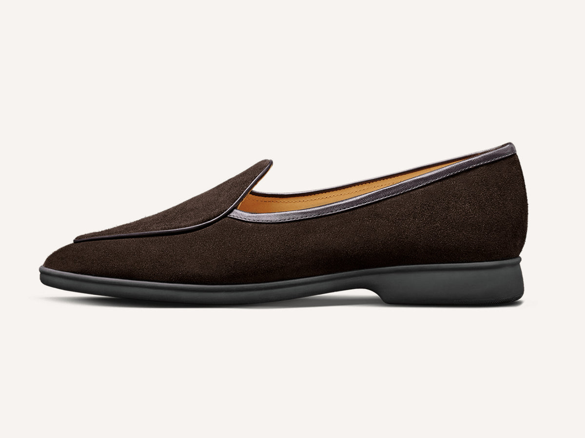 Stride Loafers in Dark Brown Glove Suede Dark Sole