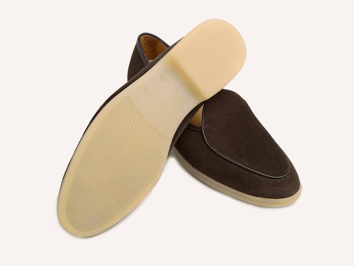 Stride Loafers in Dark Brown Glove Suede Natural Sole