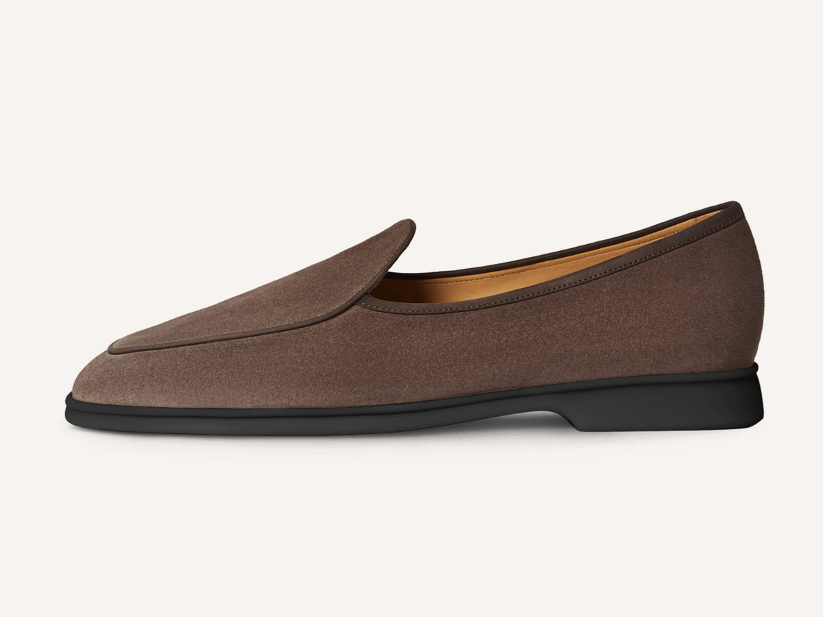 Stride Loafers in Deep Taupe Glove Suede Dark Sole