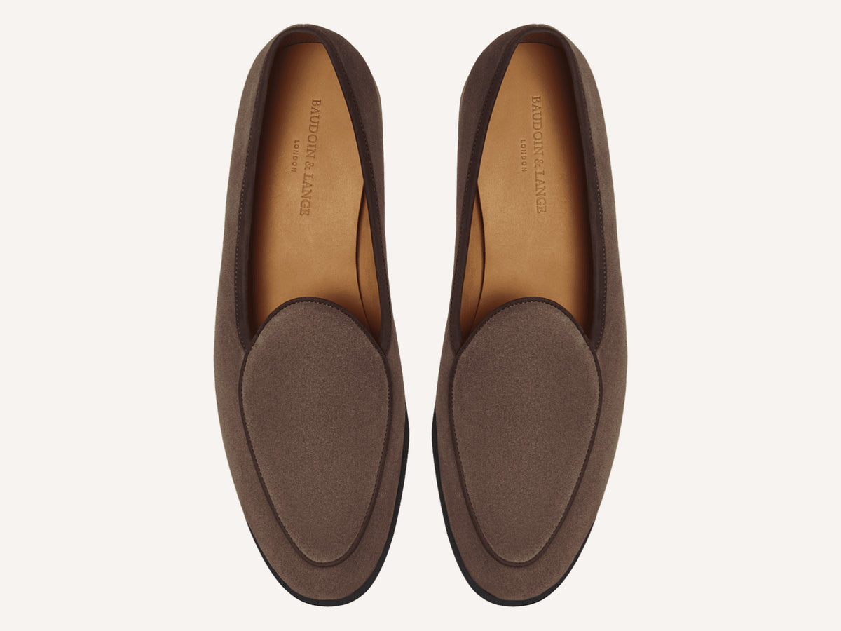Stride Loafers in Deep Taupe Glove Suede Dark Sole