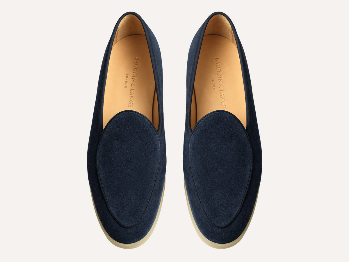 Stride Loafers in Midnight Navy Glove Suede Natural Sole