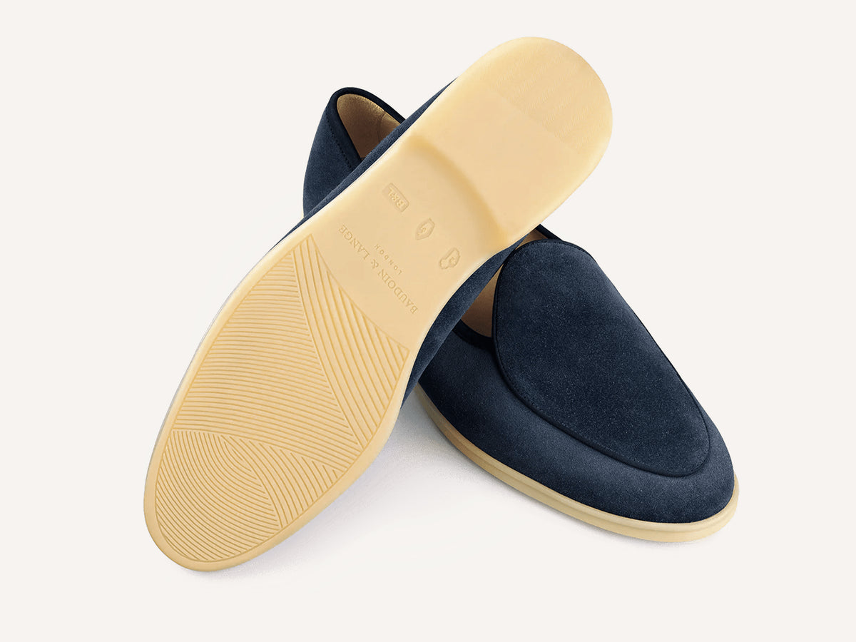 Stride Loafers in Midnight Navy Glove Suede Natural Sole