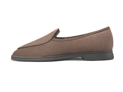 Stride Loafers in Deep Taupe Glove Suede with Shearling Lining Dark Sole