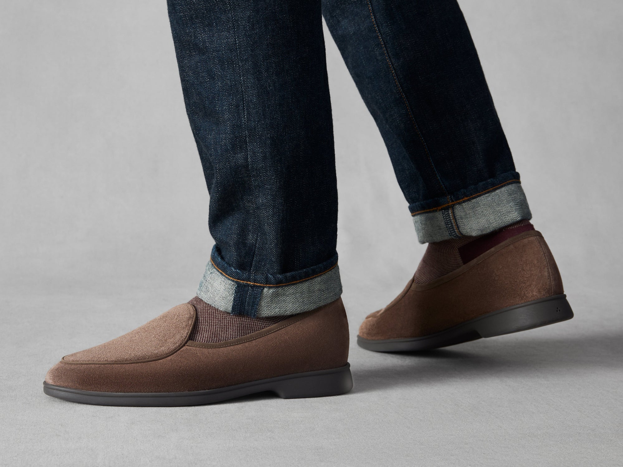 Stride Loafers in Deep Taupe Glove Suede Dark Sole