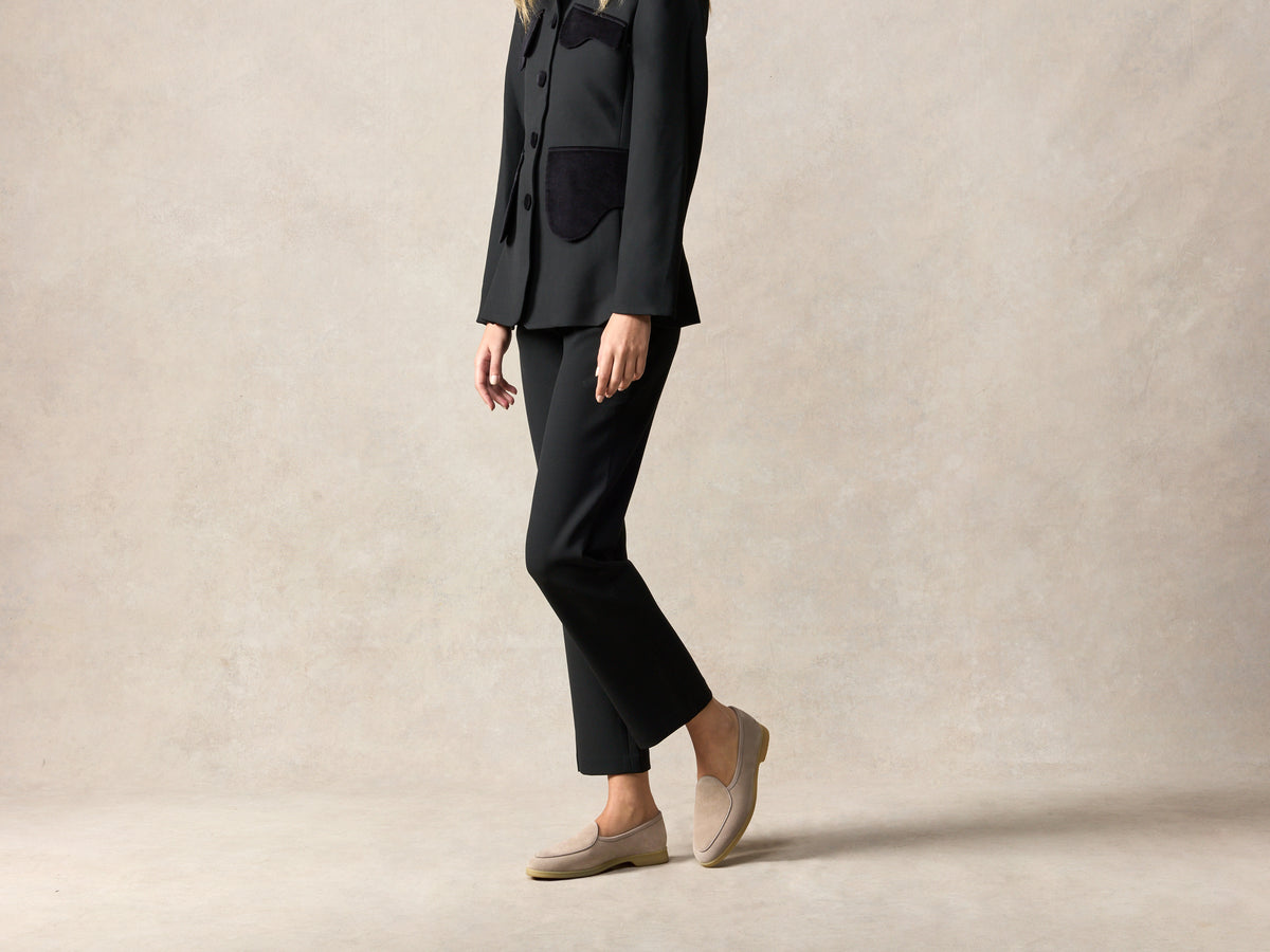 Stride Loafers in Sandy Grey Glove Suede Natural Sole