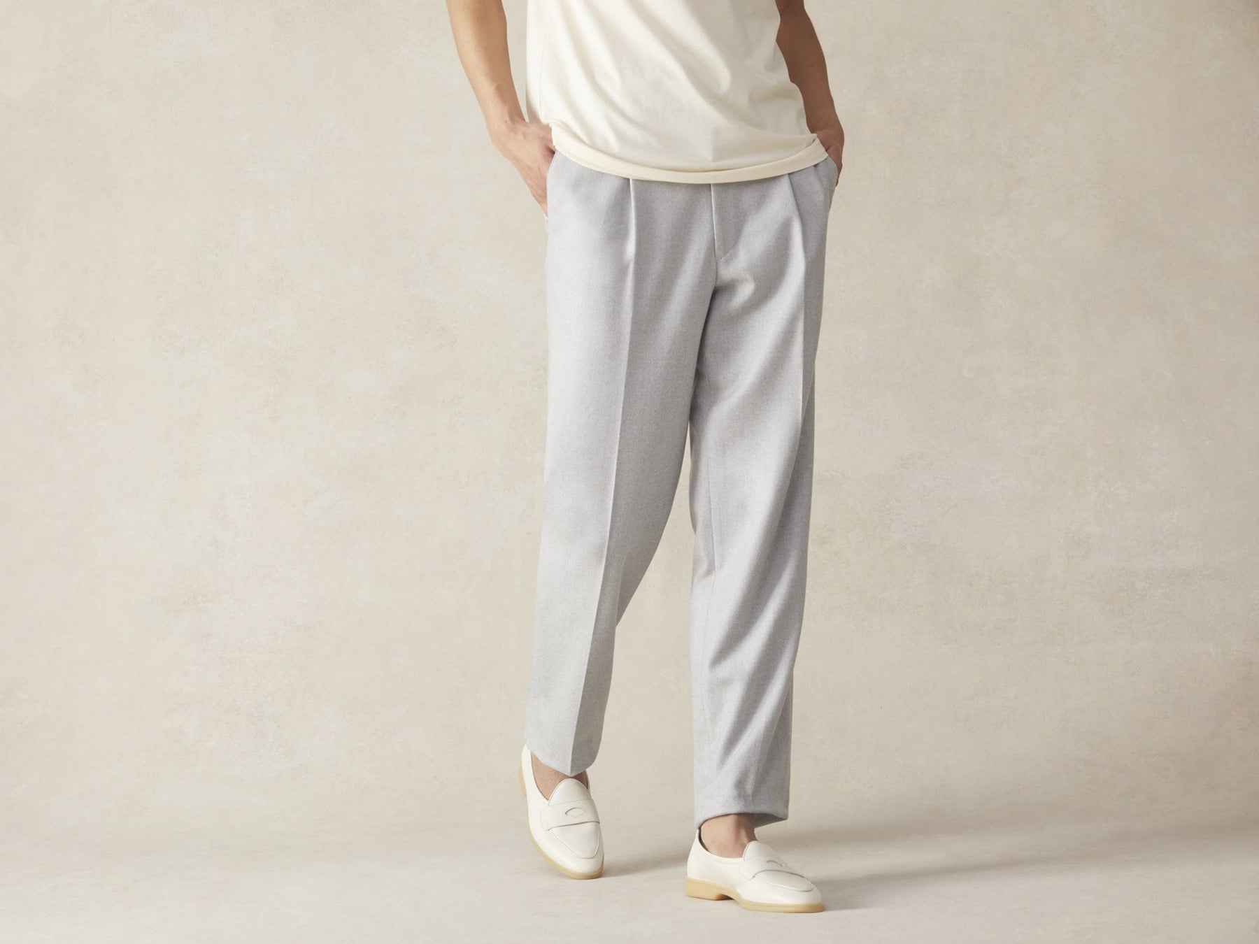 Stride Penny Loafers in Blanc Casse Moorland Calf with Natural Sole