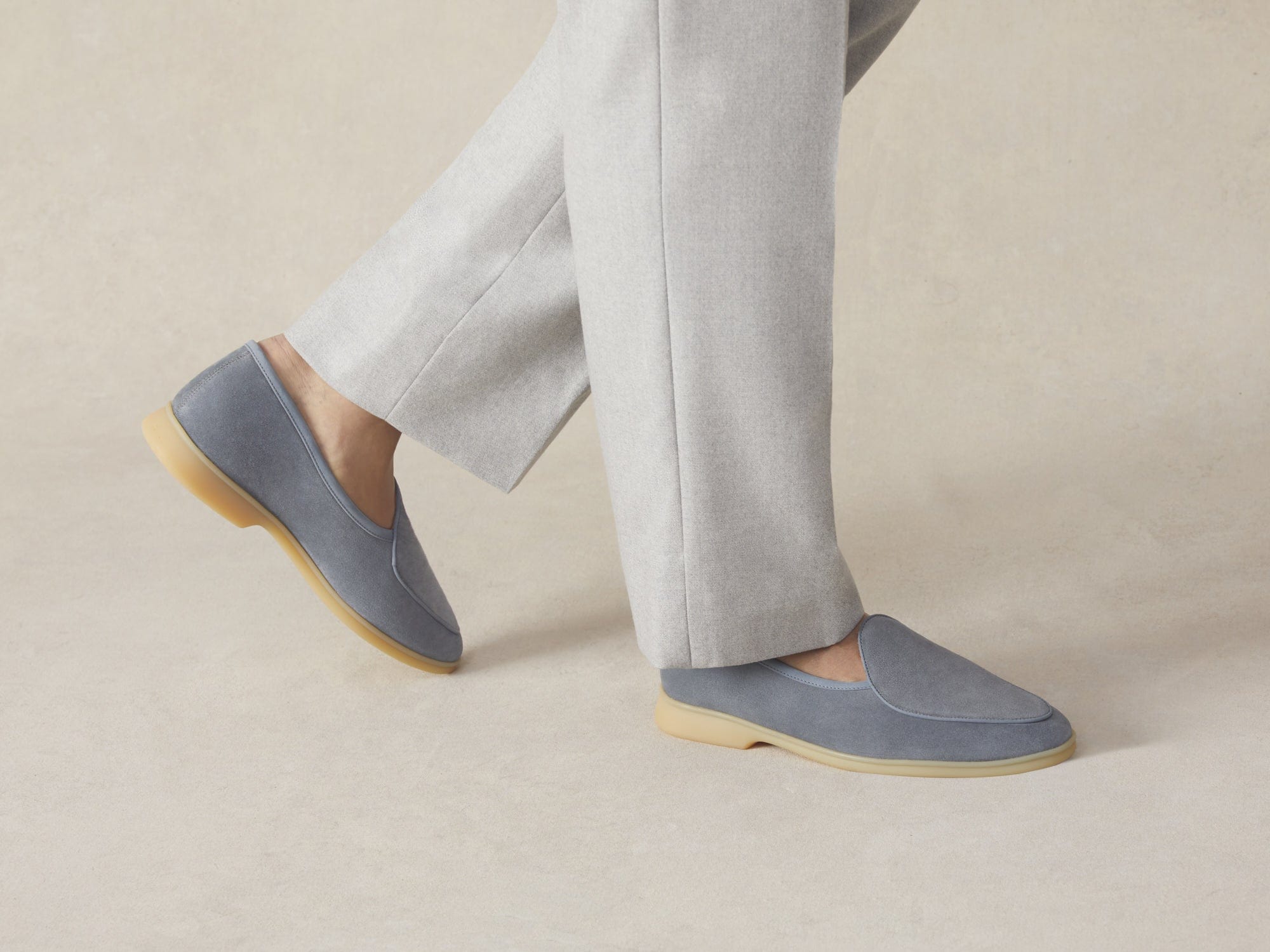 Stride in Thunder Blue Glove Suede with Natural Sole