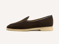 Stride Loafers in Dark Brown Glove Suede Natural Sole