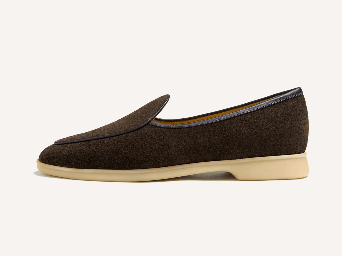 Stride Loafers in Dark Brown Glove Suede Natural Sole