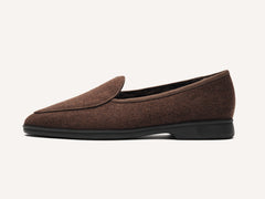 Stride Loafers in Smoked Brown Flannel with Shearling Lining