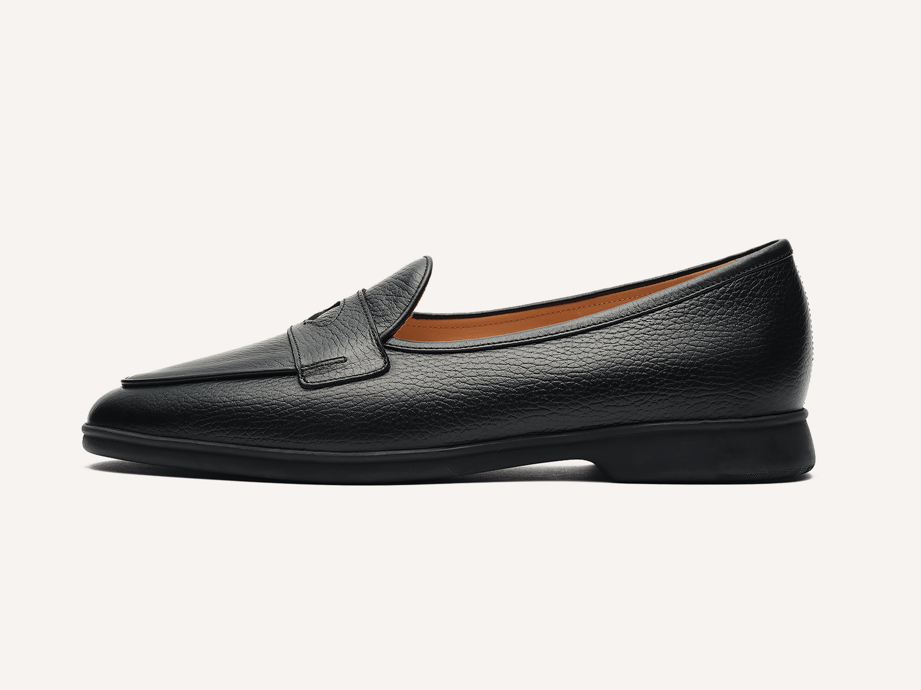 BAUDOIN & LANGE ペニーローファー カーフ黒39 Stride Penny Loafers in Black Moorland Calf with Dark Sole