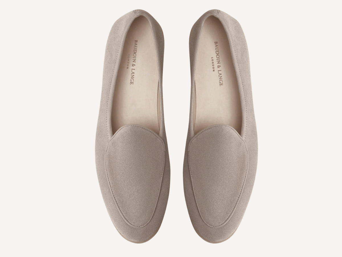 Stride Loafers in Sandy Grey Glove Suede Natural Sole
