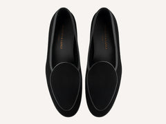 Stride Loafers in Black Glove Suede Dark Sole